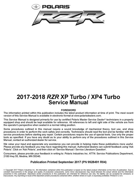 rzr xp turbo service manual